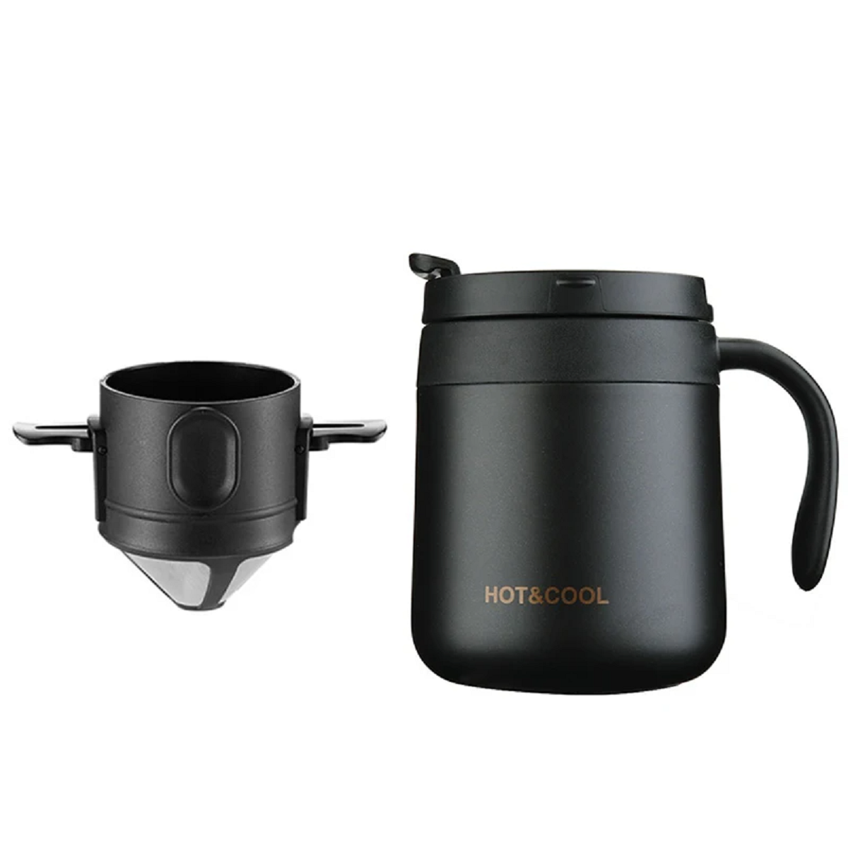 Portable Pour Over Coffee Travel Mug with Reusable Filter
