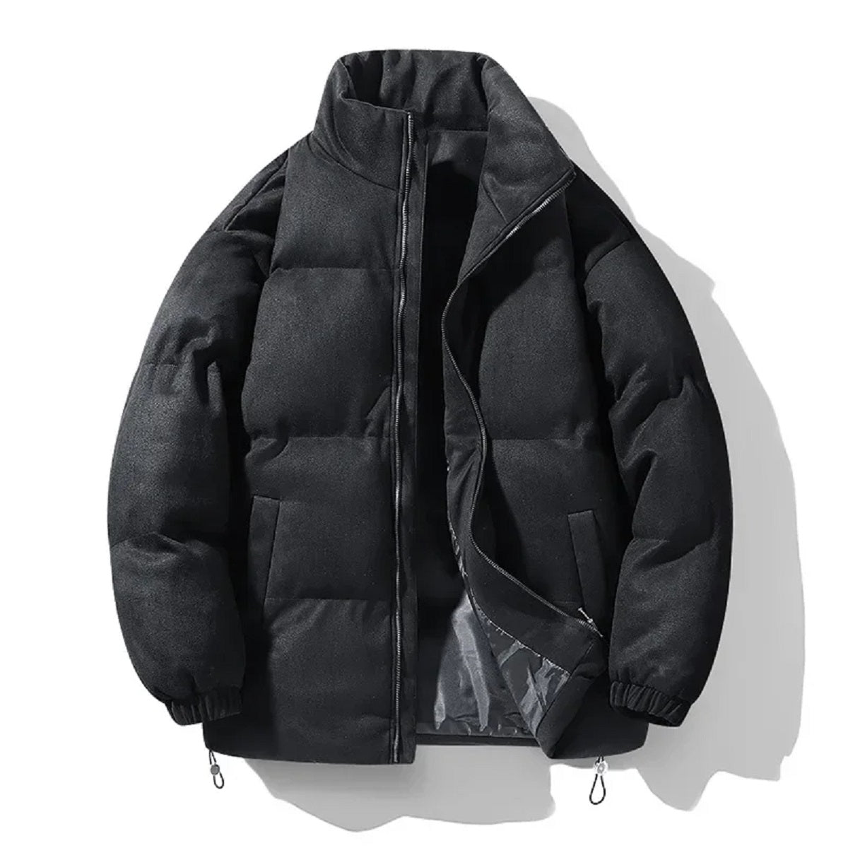 Men's Cotton-Padded Jacket - Loose Fit Vintage Stand Collar Coat