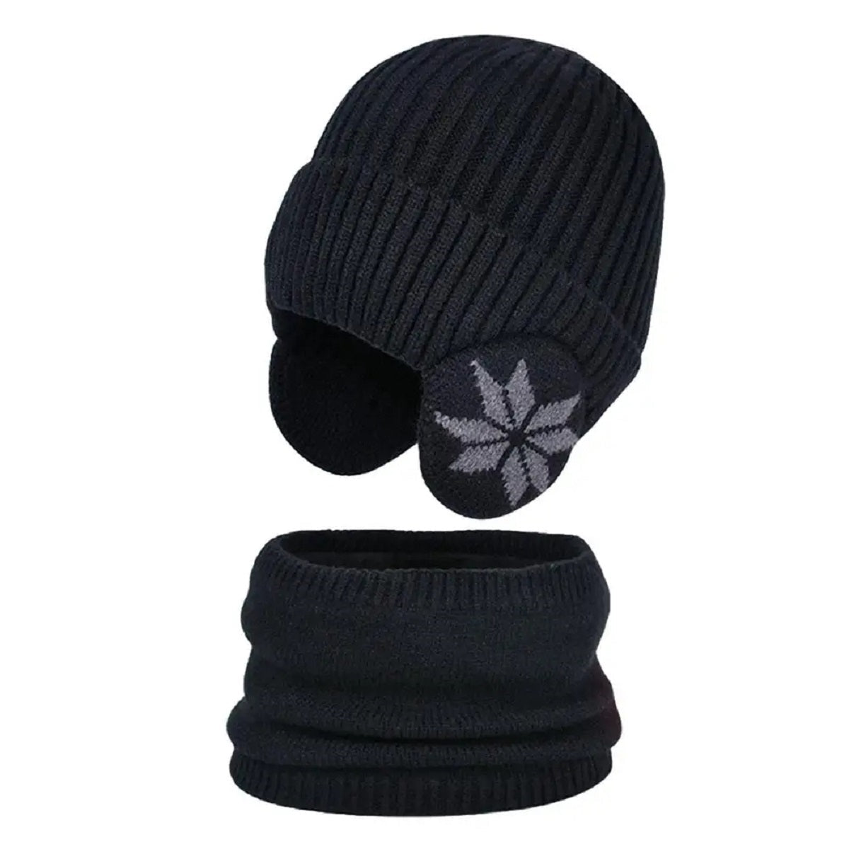 2 in 1 Heated Winter Knitted Cap Neck Warmer Beanie Hat Scarf