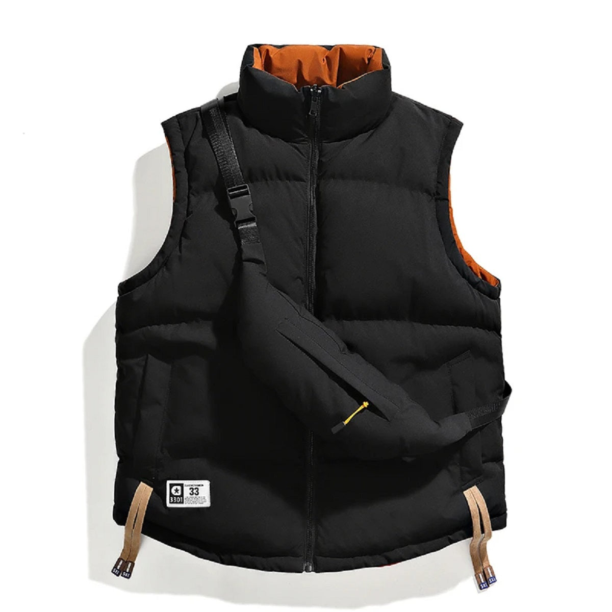 Men's Winter Vest Warm Double Sided Sleeveless Jacket with Backpack