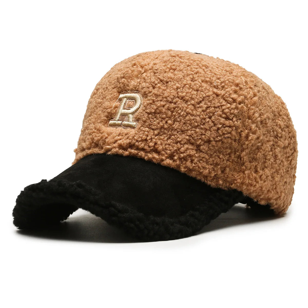 Faux Fur Baseball Cap - Fuzzy Warm Adjustable Shearling Fleece Hat