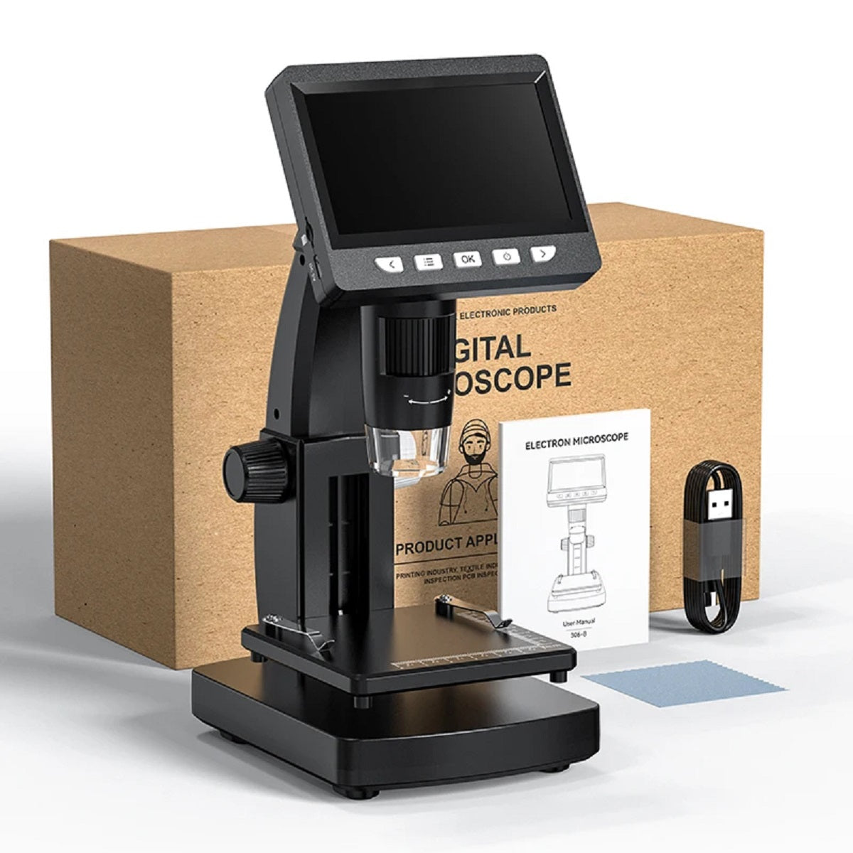 4.3 LCD Digital Microscope - 1080P USB Magnifier with 8 LED Lights for Coins and Repairs