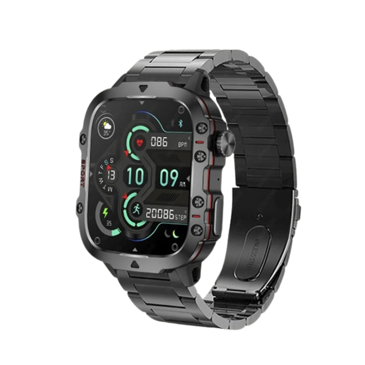 Men's Rugged Outdoor GPS Smartwatch - 1.96" Bluetooth Call and Waterproof