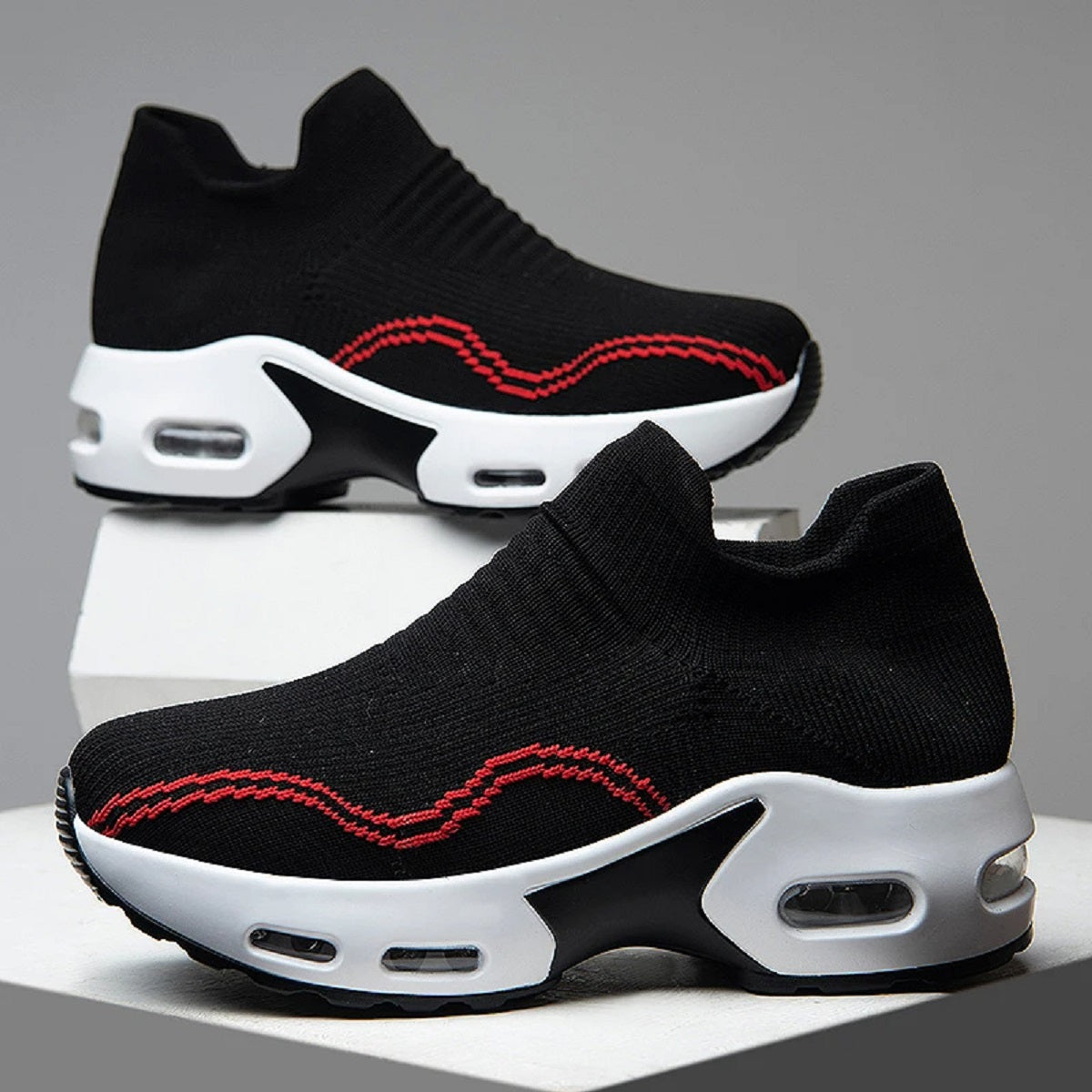 Women's Mesh Platform Sneakers - Breathable Slip-On Shoes