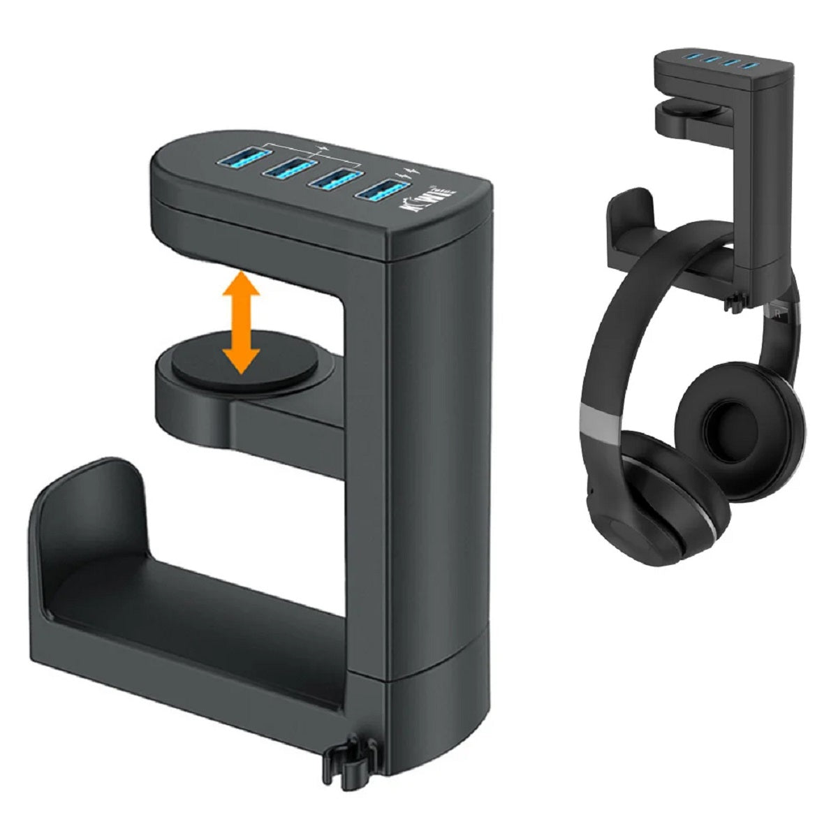 Rotating Headset Stand with USB Charging Station