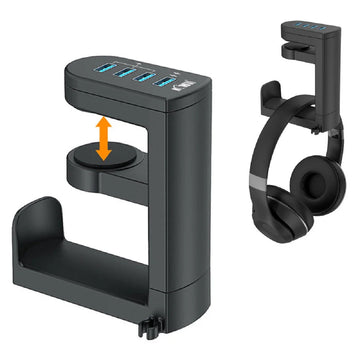 Rotating Headset Stand with USB Charging Station