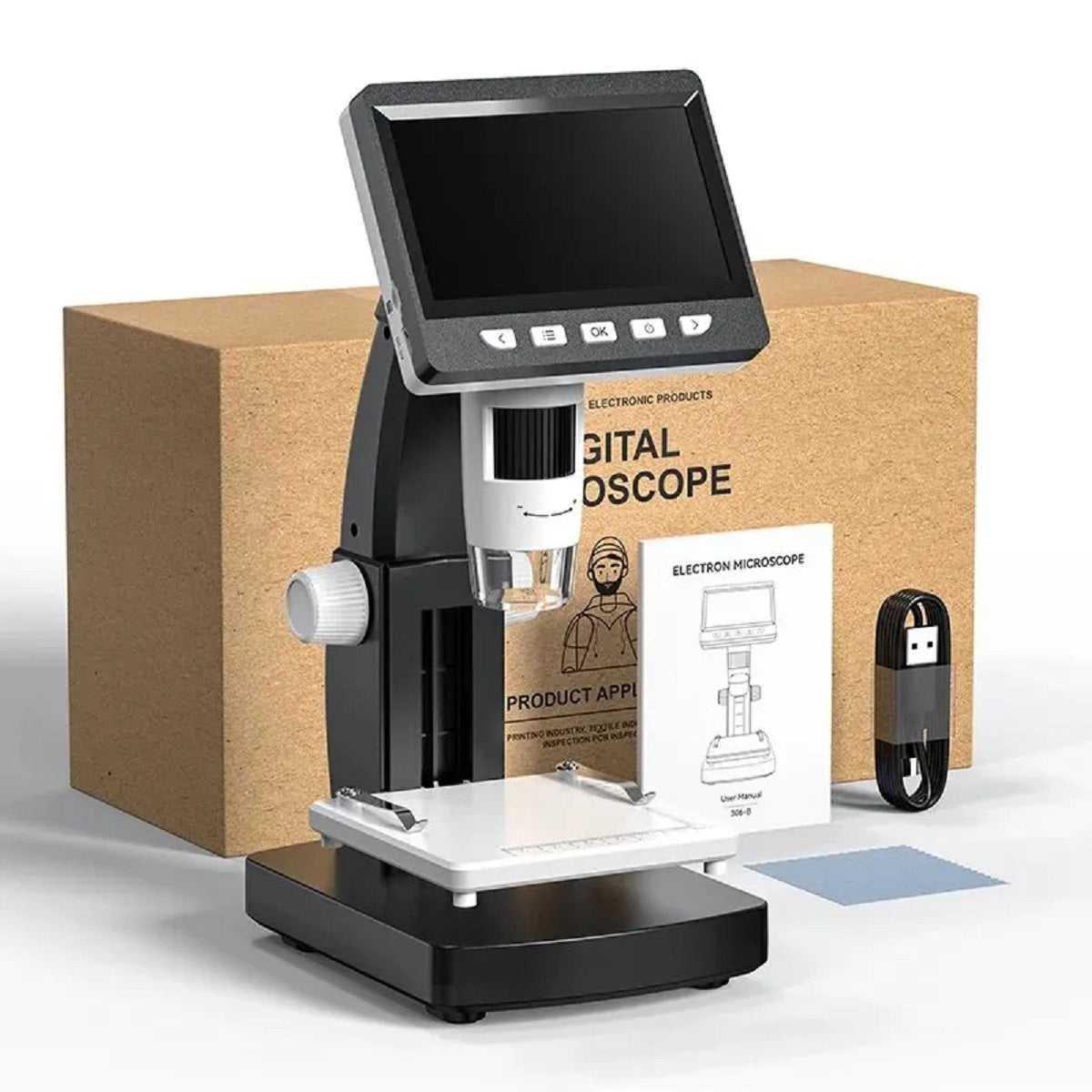 4.3 LCD Digital Microscope - 1080P USB Magnifier with 8 LED Lights for Coins and Repairs