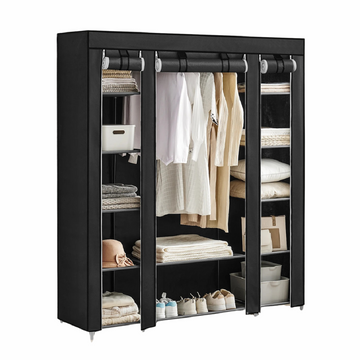 Portable Closet Wardrobe - Clothes Rail with Fabric Cover and Storage