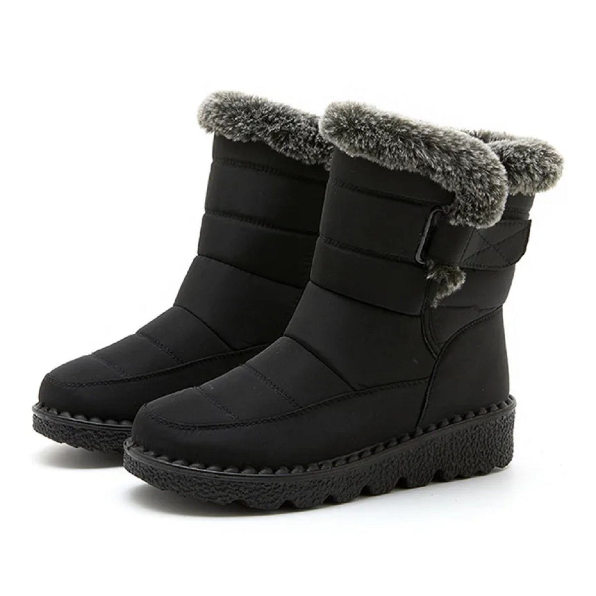 Women's Winter Snow Ankle Low Heels Boots with Fur Shoes