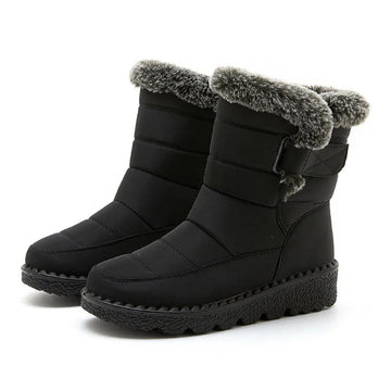 Women's Winter Snow Ankle Low Heels Boots with Fur Shoes