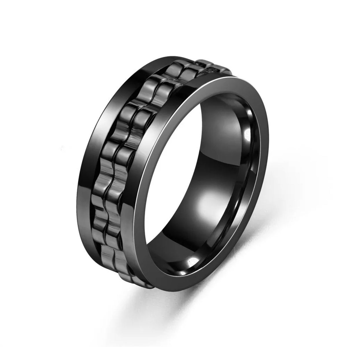Stainless Steel Gear Chain Ring - Spinning Fidget Band