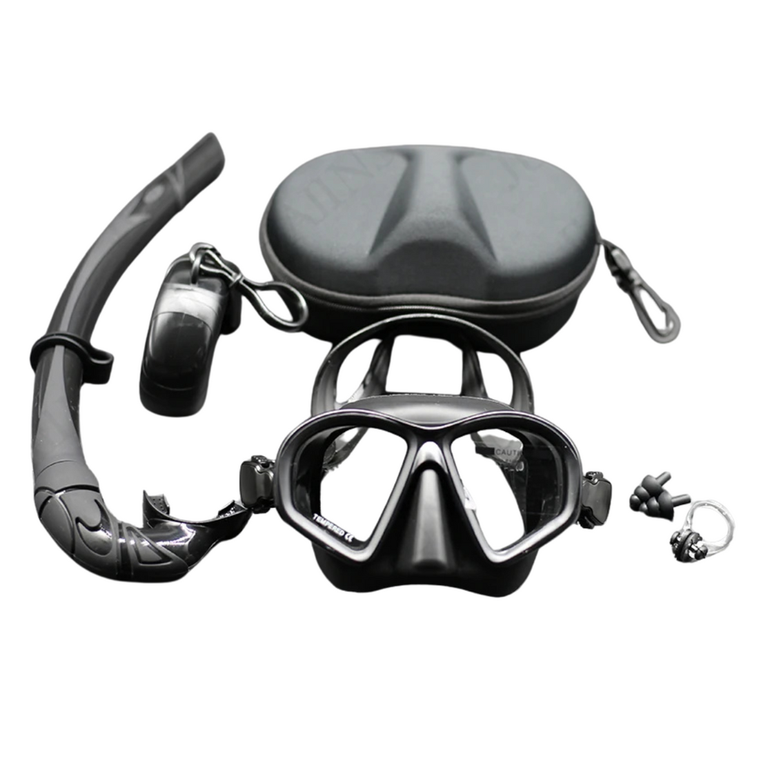 Freediving Mask Set - Glass Snorkel with Camera Mount
