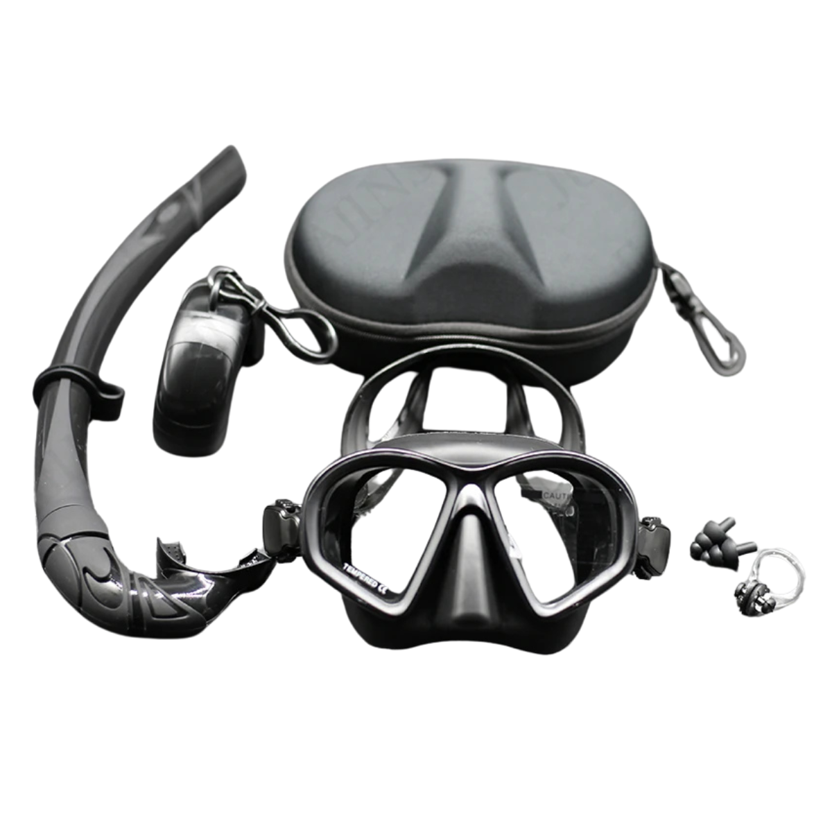 Freediving Mask Set - Glass Snorkel with Camera Mount