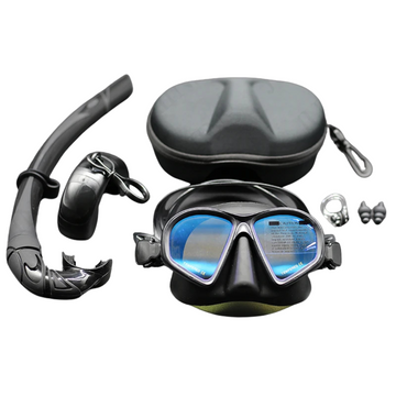 Freediving Mask Set - Glass Snorkel with Camera Mount
