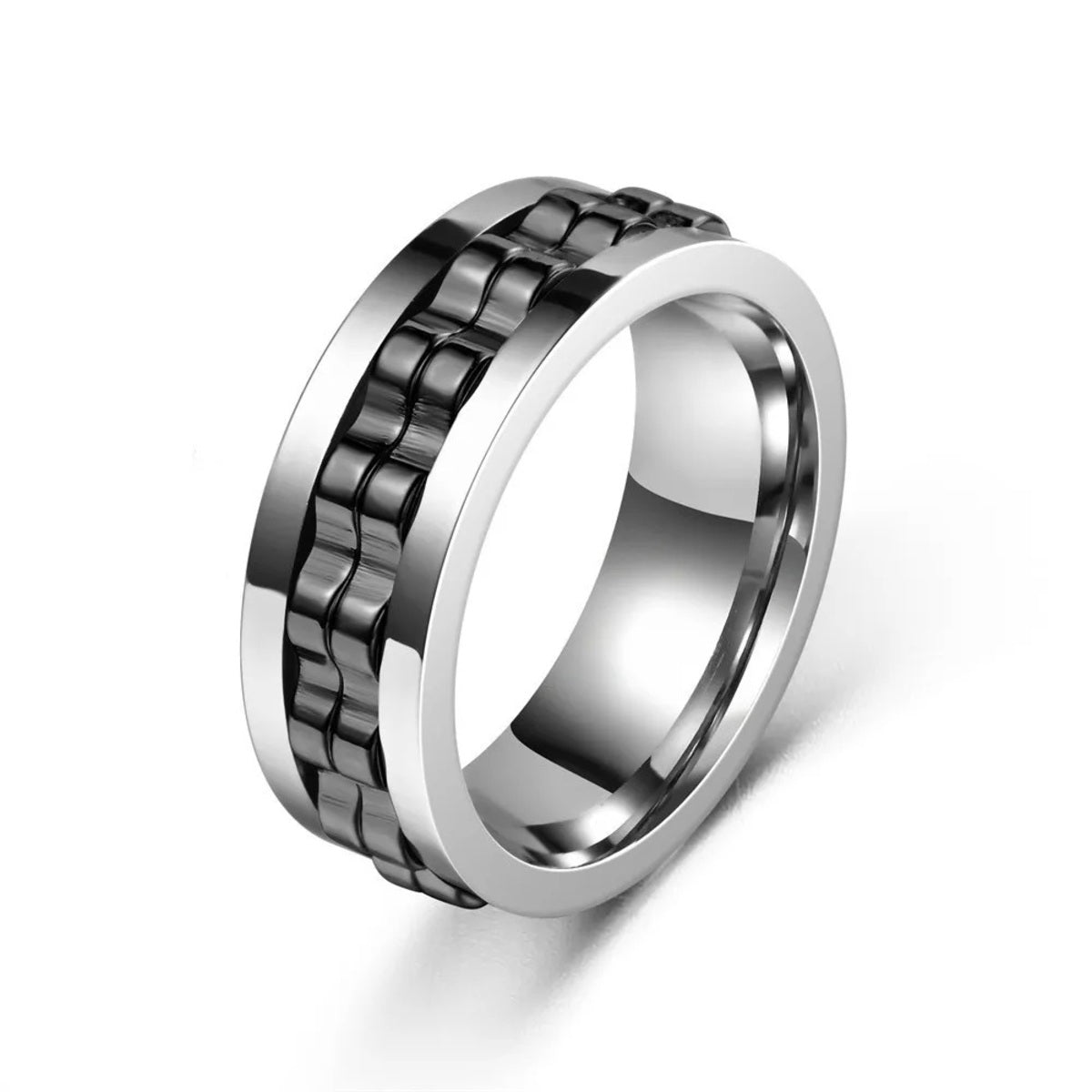 Stainless Steel Gear Chain Ring - Spinning Fidget Band