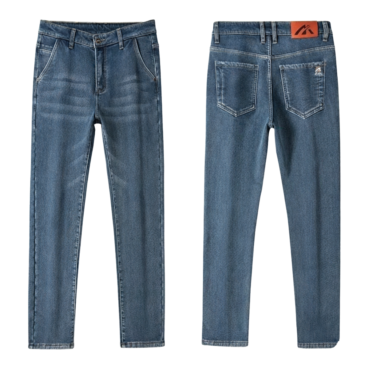 Men's Winter Fleece-Lined Jeans - Thick Warm Stretch Straight Denim