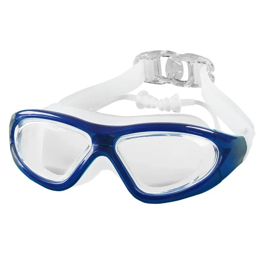 Anti-Fog Swim Goggles - Large Frame Swimming Glasses with Earplugs