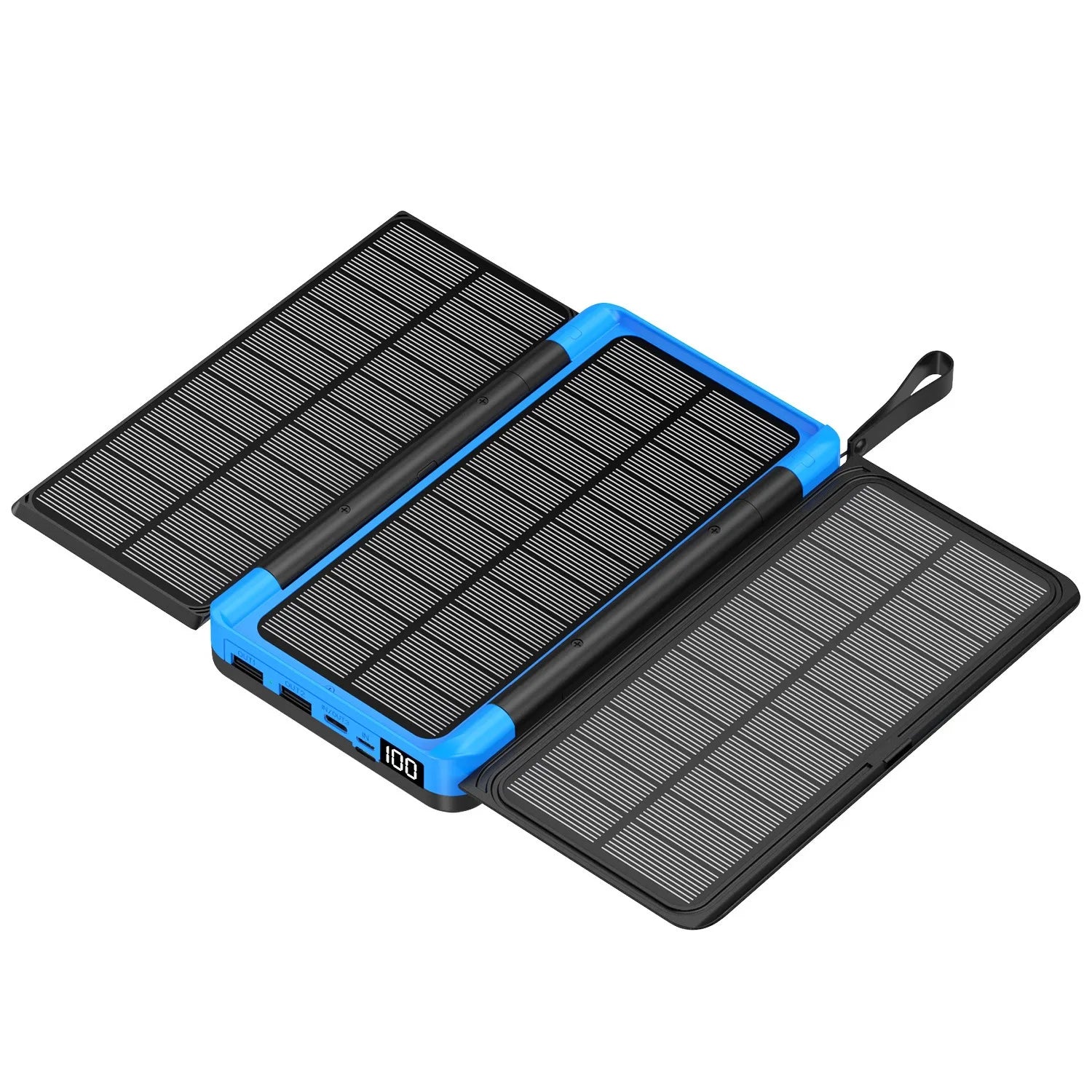 Folding Solar Power Bank - 3-Panel Qi Wireless Charger for On-the-Go Charging