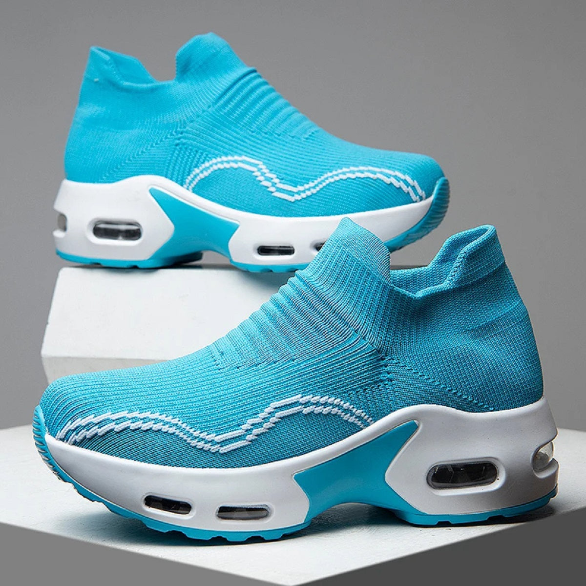Women's Mesh Platform Sneakers - Breathable Slip-On Shoes