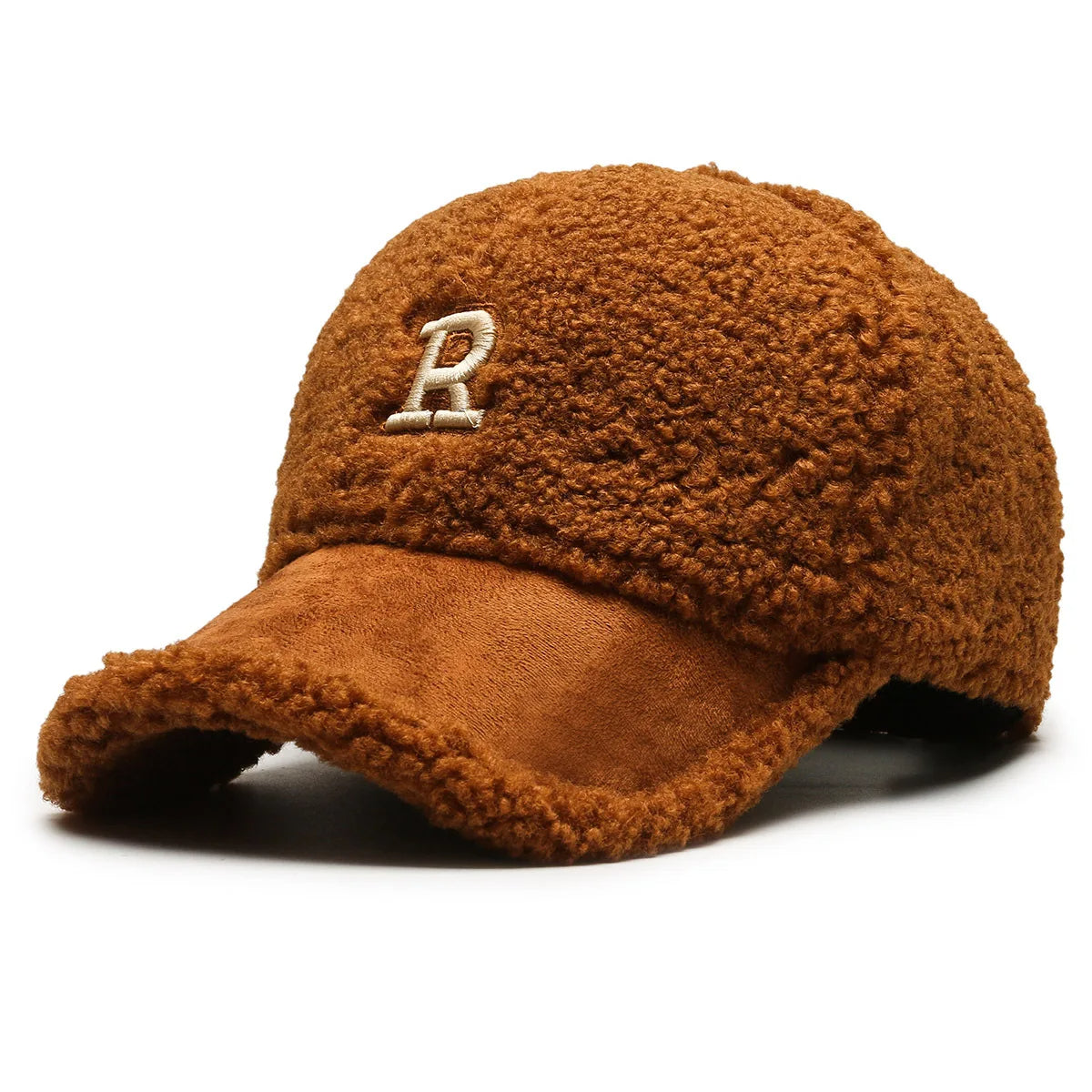Faux Fur Baseball Cap - Fuzzy Warm Adjustable Shearling Fleece Hat