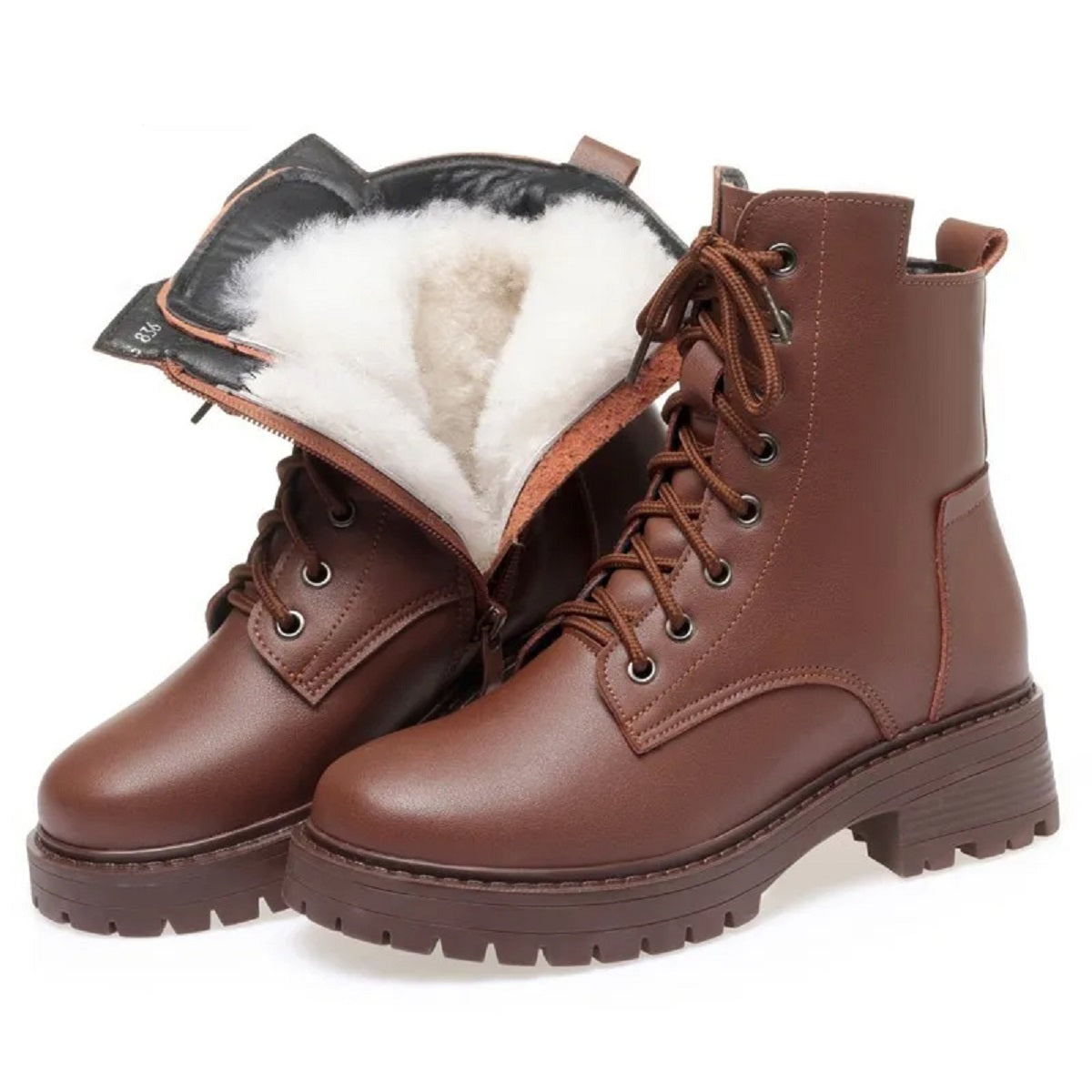Women's Winter Snow Genuine Leather Warm Non-Slip Ankle Boots
