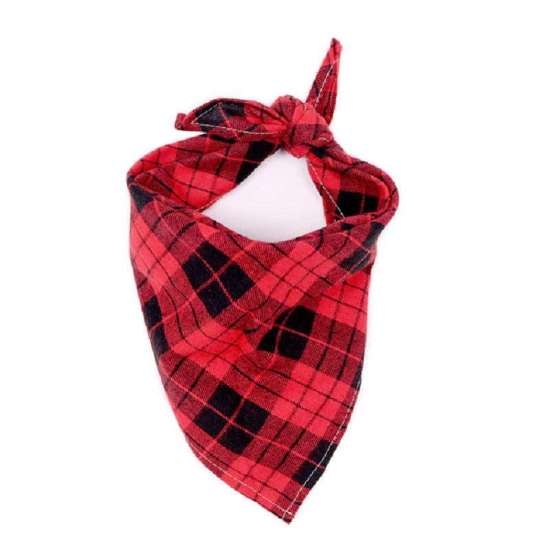 Red Black Plaid Pet Dog Bandana