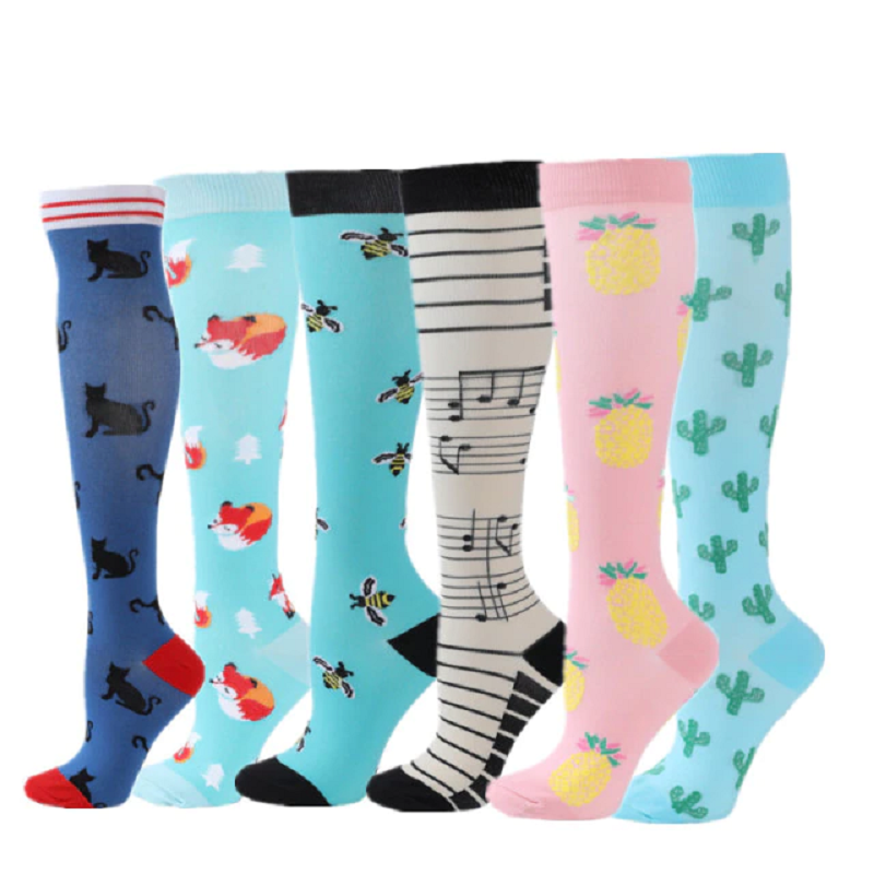 6pairs/pack Compression Edema Diabetes Varicose Veins Running Socks