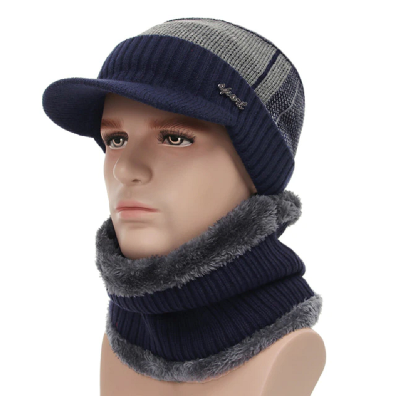 Warm Beanie Cap with Scarf