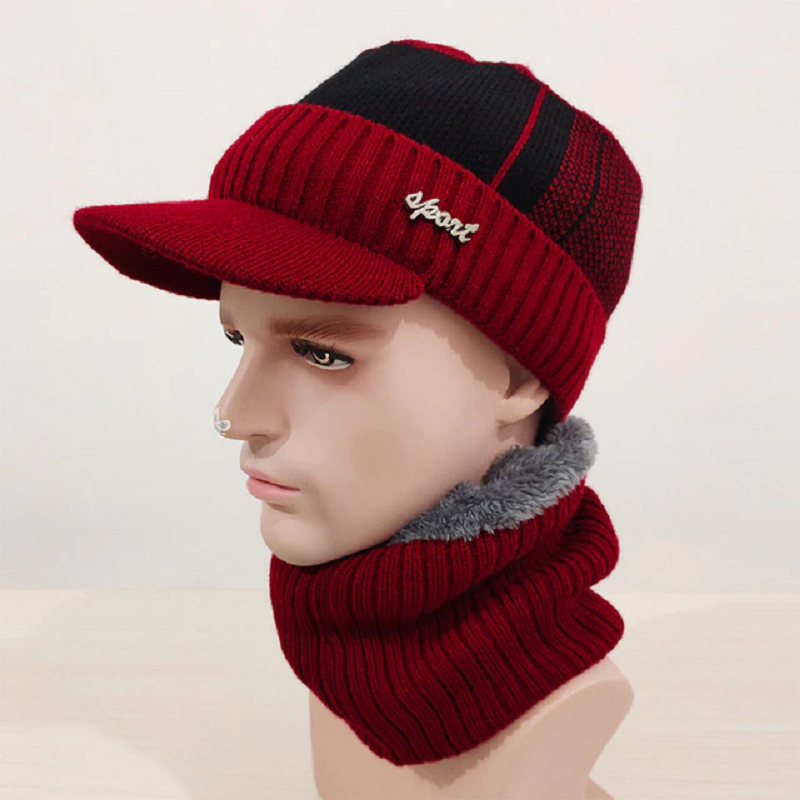 Warm Beanie Cap with Scarf