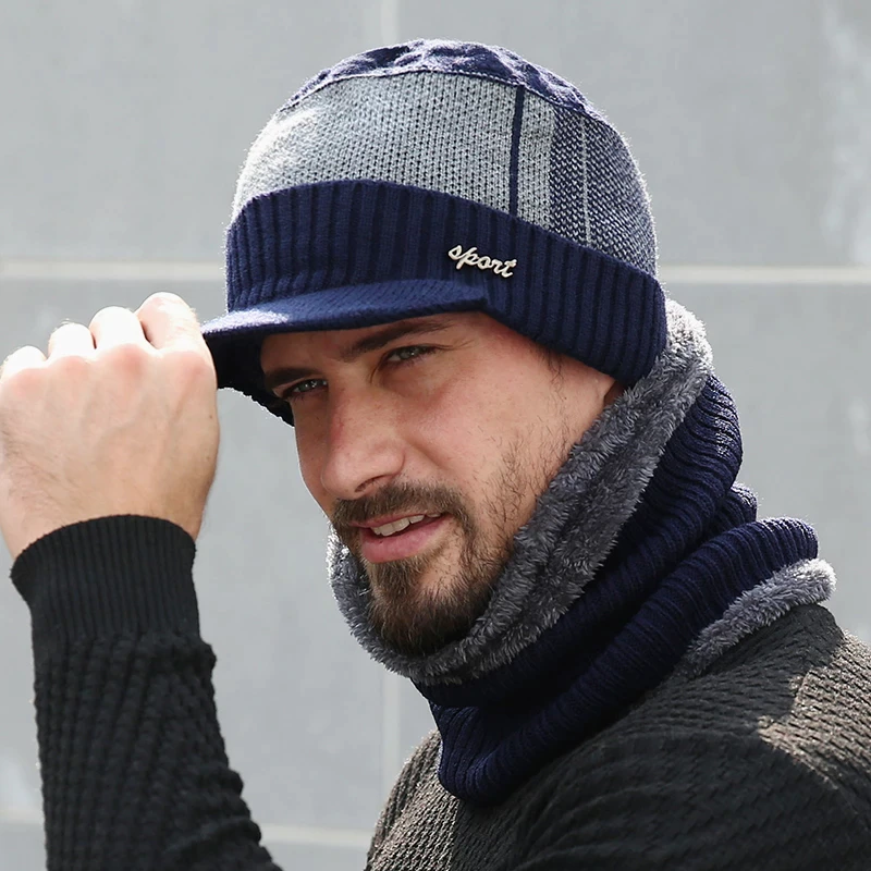 Warm Beanie Cap with Scarf