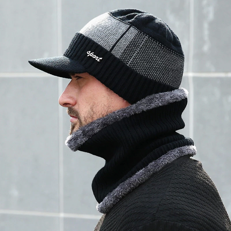 Warm Beanie Cap with Scarf