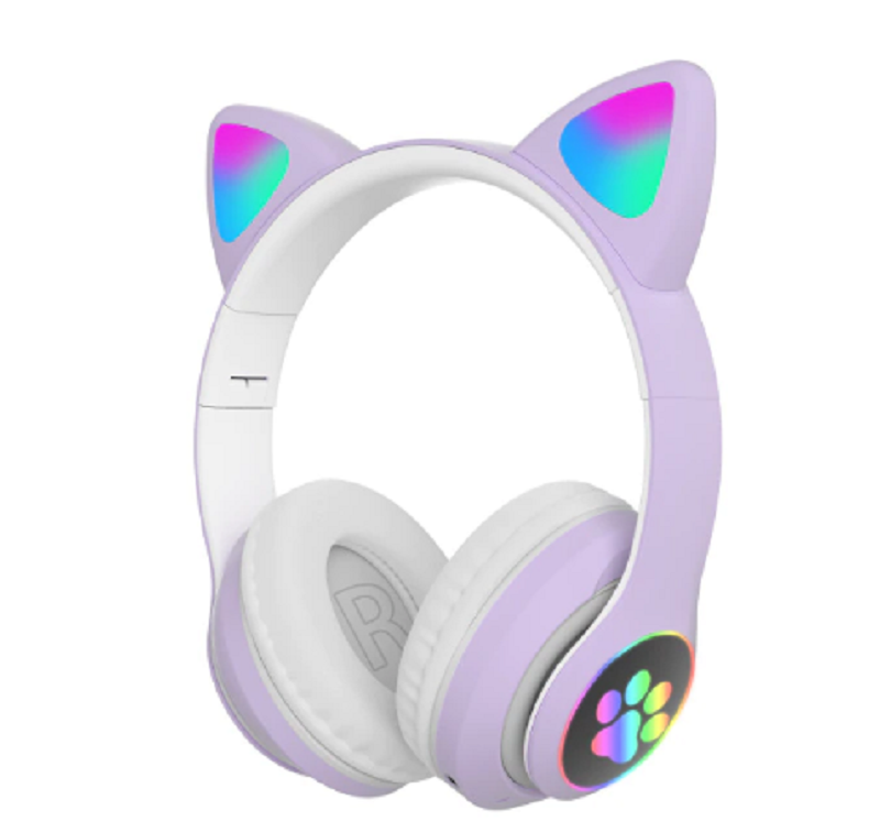 Cat Design Wireless Headphones with Flash Light