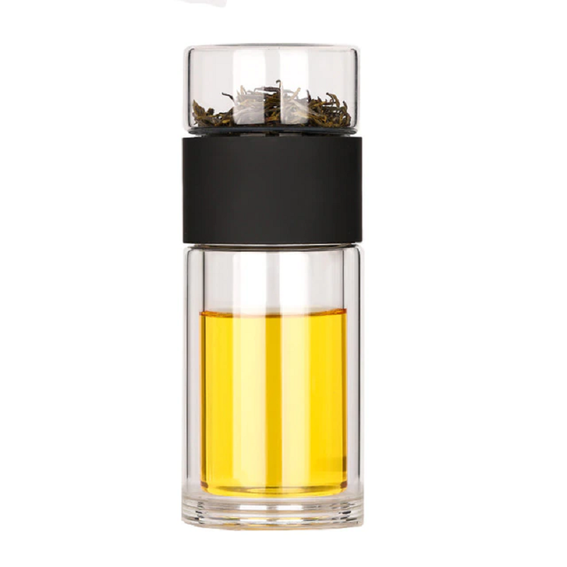 Double Glass Tea Drink Bottle Infuser Tumbler Waterbottle Eco-Friendly