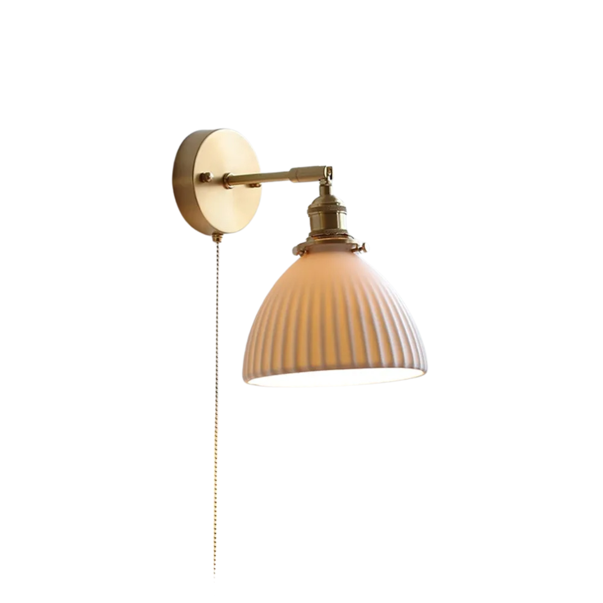 Nordic Ceramic Wall Light - LED Bedside Sconce with Pull Switch