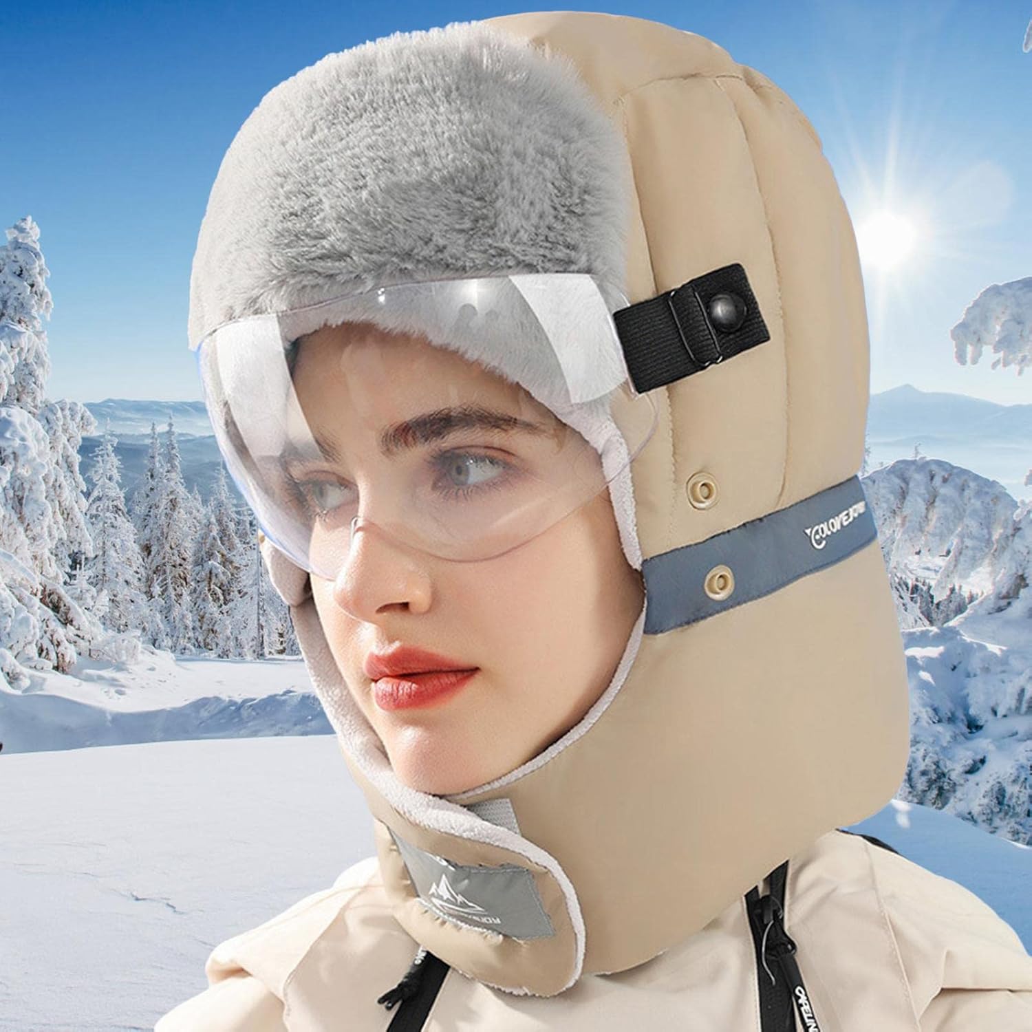 Thermal Thick Ski Cap Full Cover Balaclava with Glasses Mask