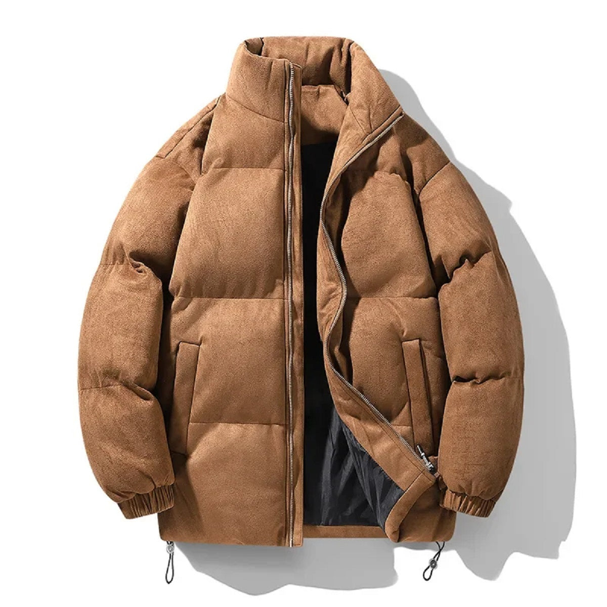 Men's Cotton-Padded Jacket - Loose Fit Vintage Stand Collar Coat