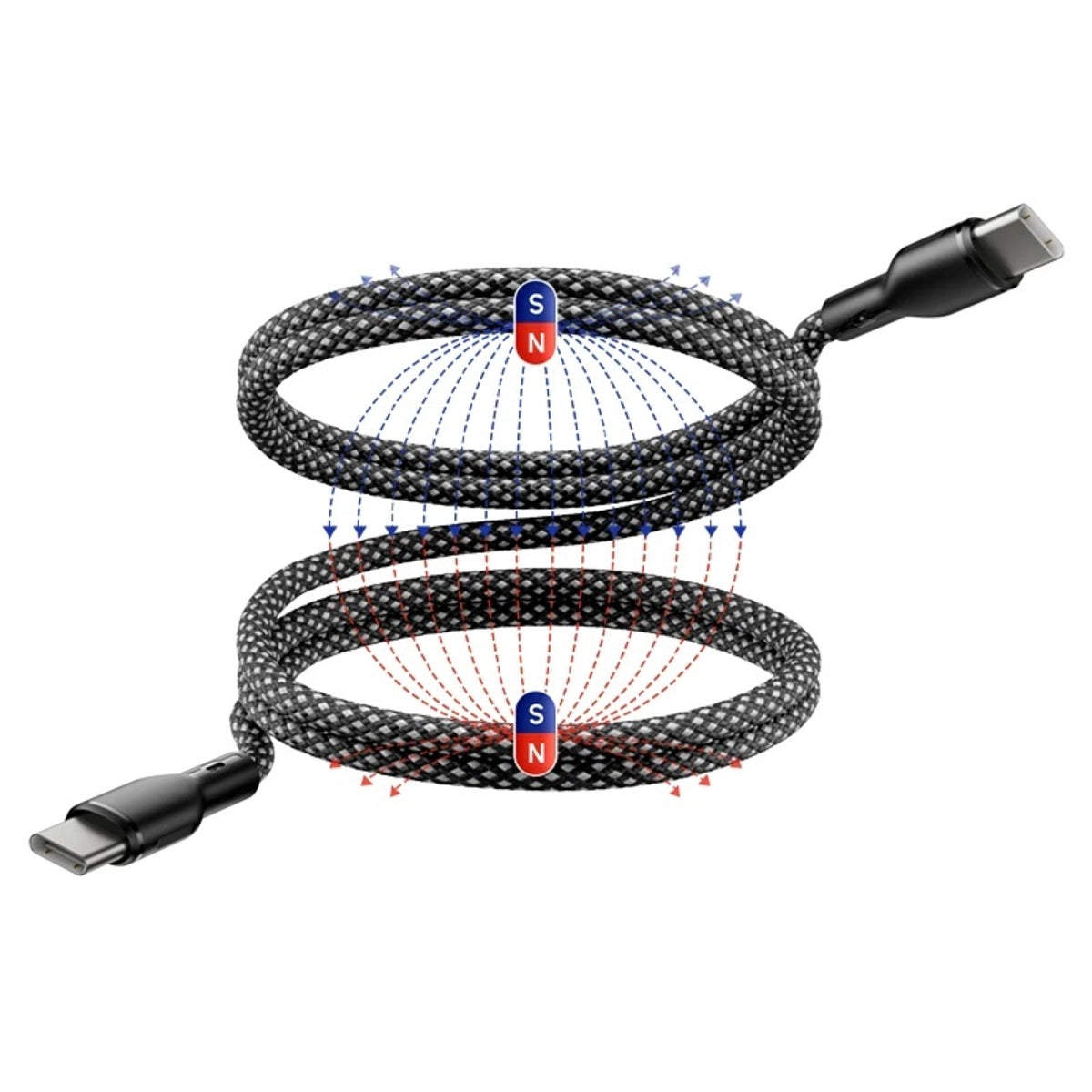 Magnetic USB Fast Charging Cable - Type-c and iPhone Compatible