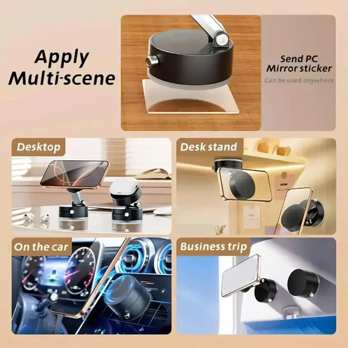 Magnetic Foldable Phone Grip Stand - Retractable Griptok Holder for Car and Home