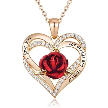 Exquisite Couple Love Rose Necklace