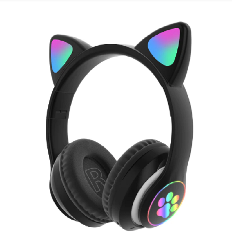 Cat Design Wireless Headphones with Flash Light