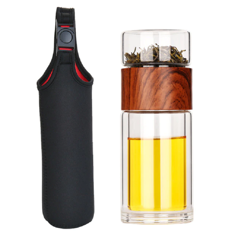 Double Glass Tea Drink Bottle Infuser Tumbler Waterbottle Eco-Friendly