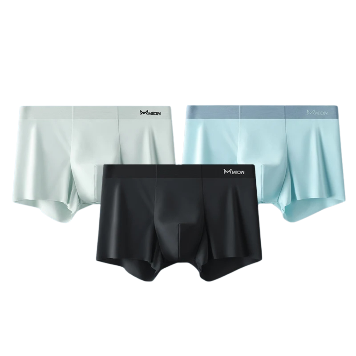 3-Pack Ice Silk Men's Boxers - Seamless Metal Fiber Antistatic Underwear