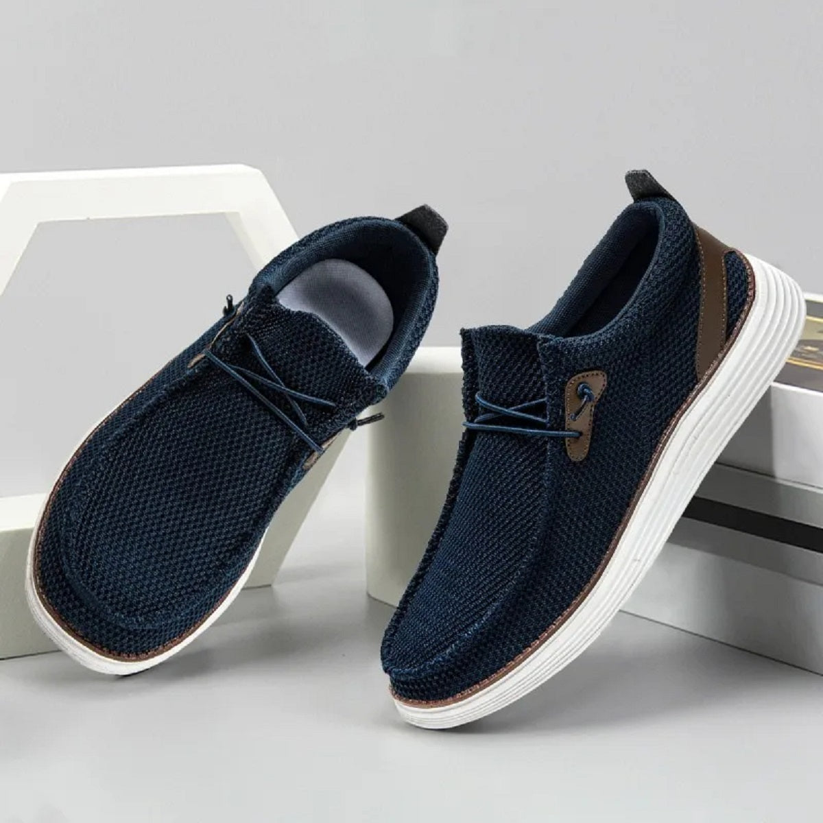 Men's Breathable Canvas Slip-On Loafers - Lightweight Comfortable Casual Shoes
