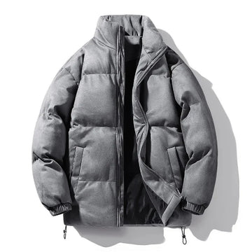 Men's Cotton-Padded Jacket - Loose Fit Vintage Stand Collar Coat
