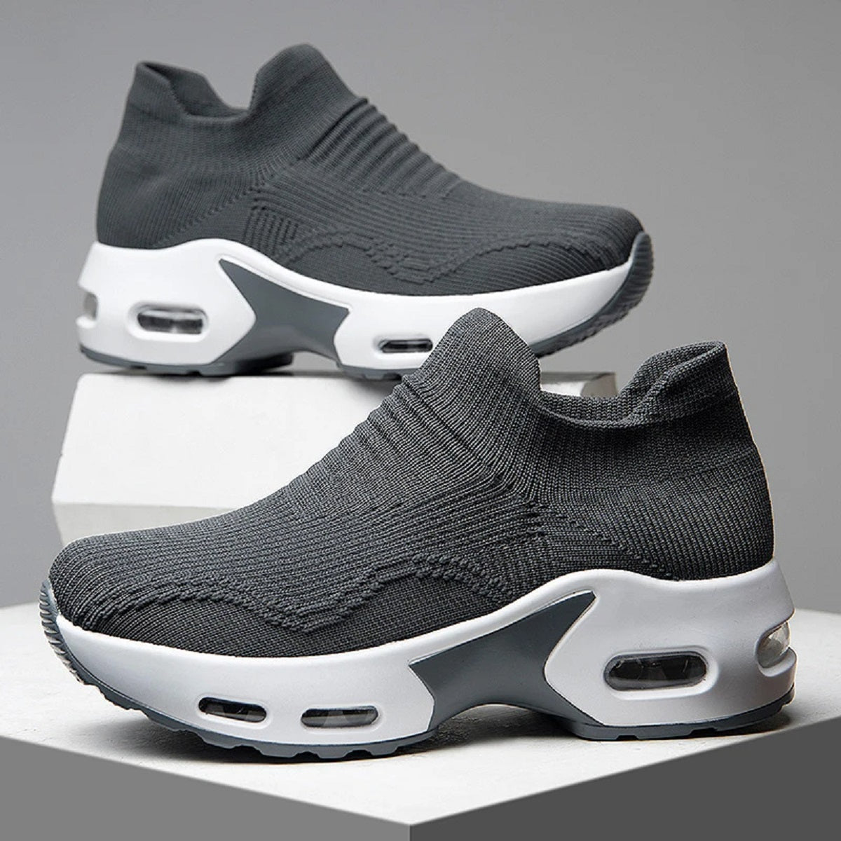 Women's Mesh Platform Sneakers - Breathable Slip-On Shoes