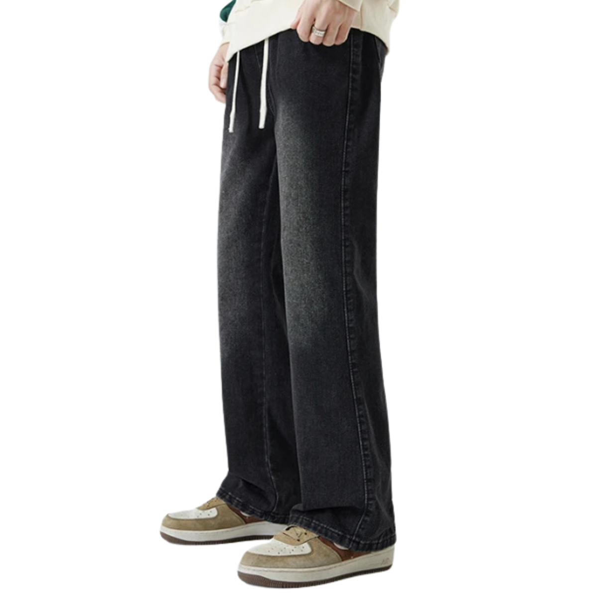 Men's High Street Micro Flared Jeans - Elastic Waist and Drawstring