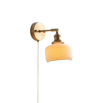 Nordic Ceramic Wall Light - LED Bedside Sconce with Pull Switch