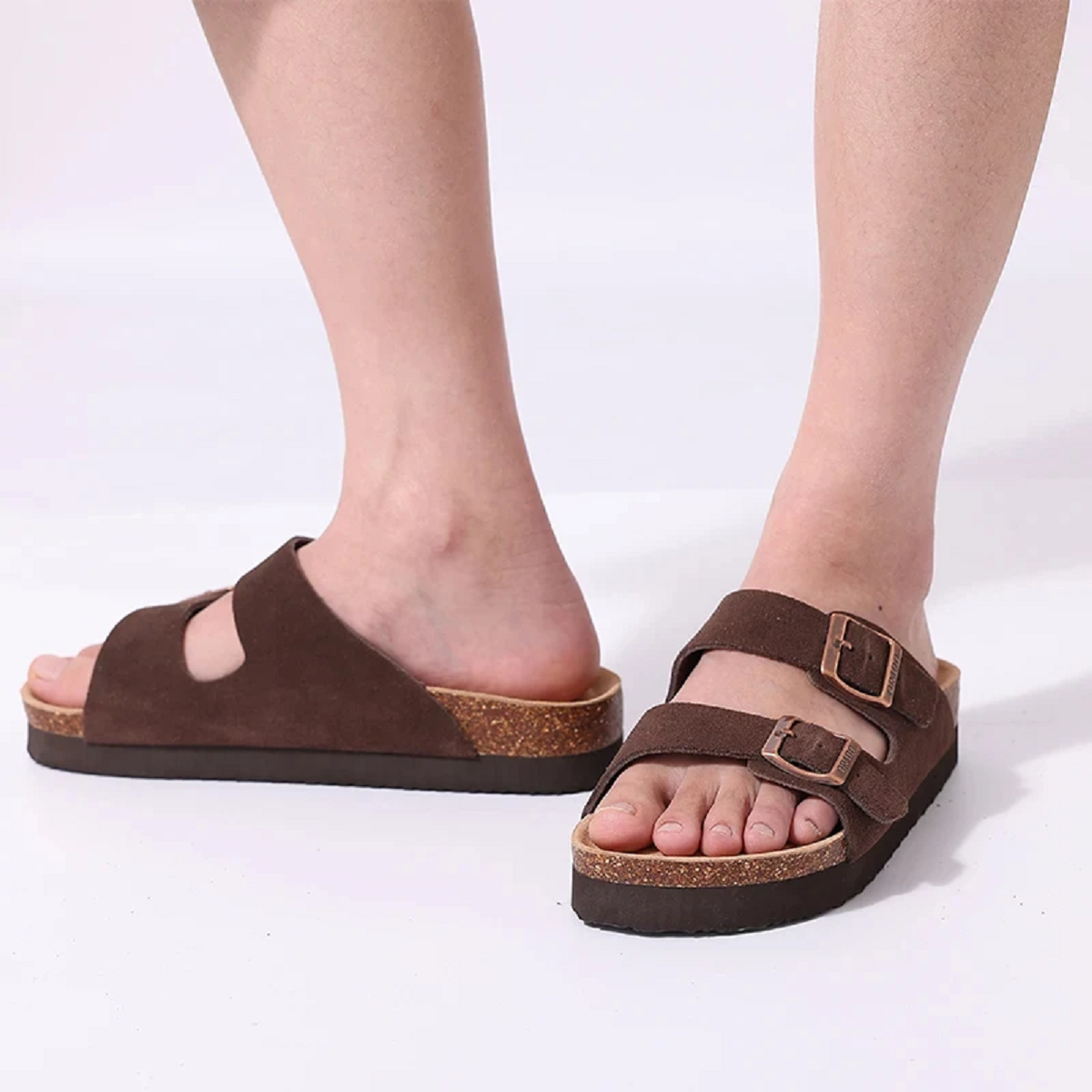 Suede Platform Soft Cork Footbed Summer Beach Sandals for Women and Men