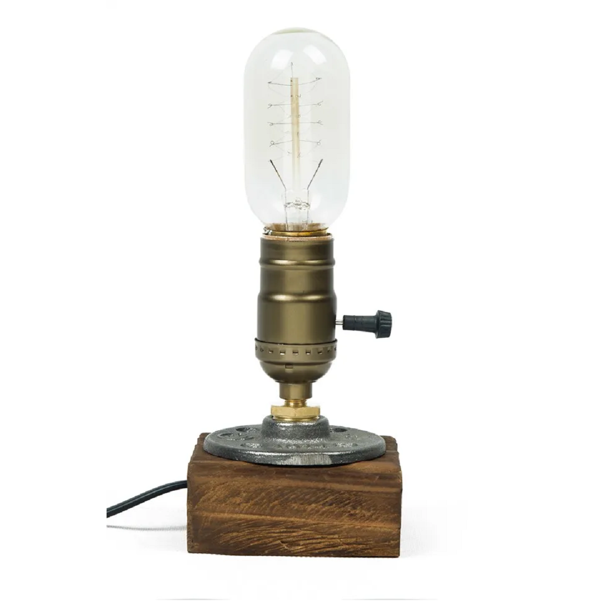 Vintage Steam Punk Piping Table Wood Desk Lamp