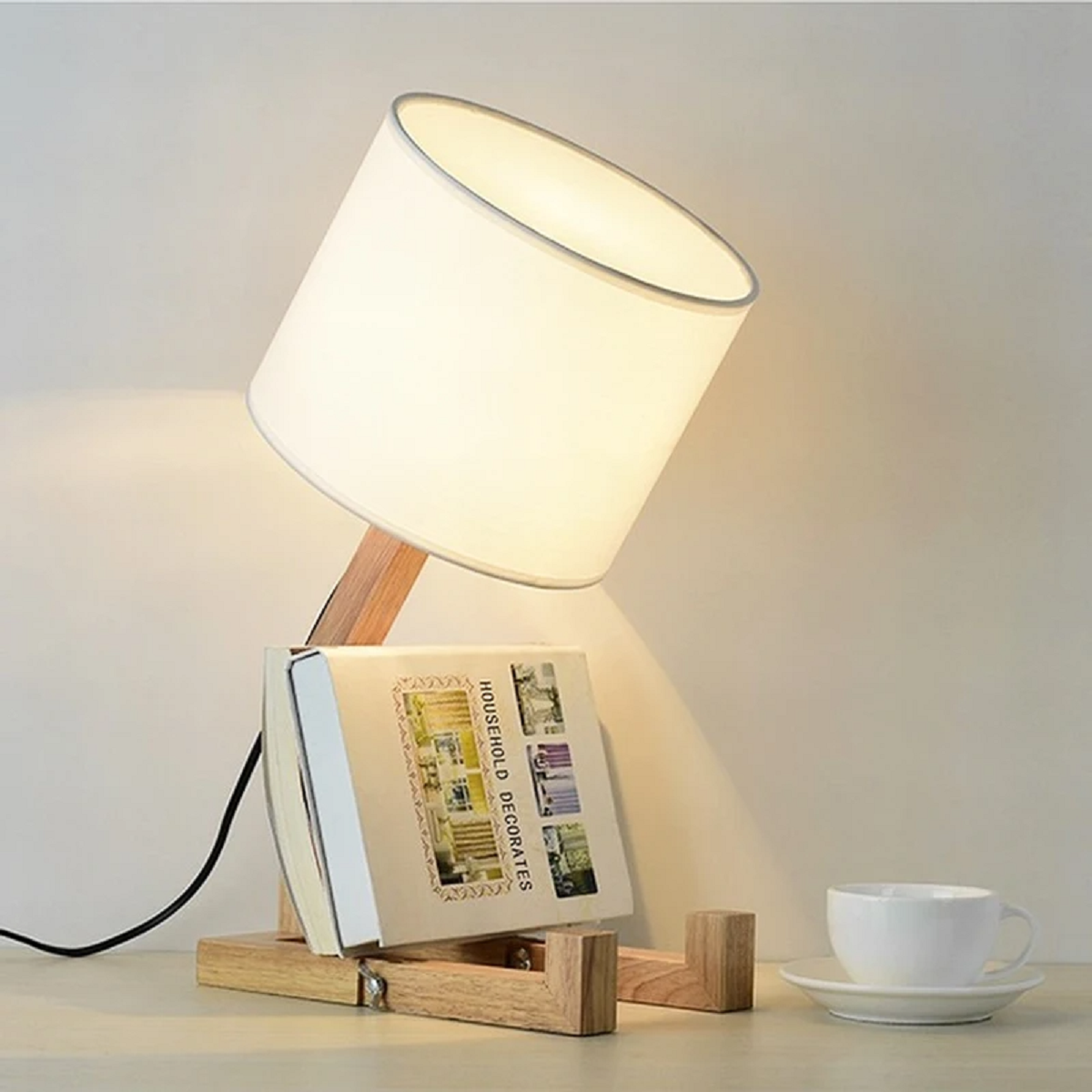 Robot Shape Wooden Table Lamp